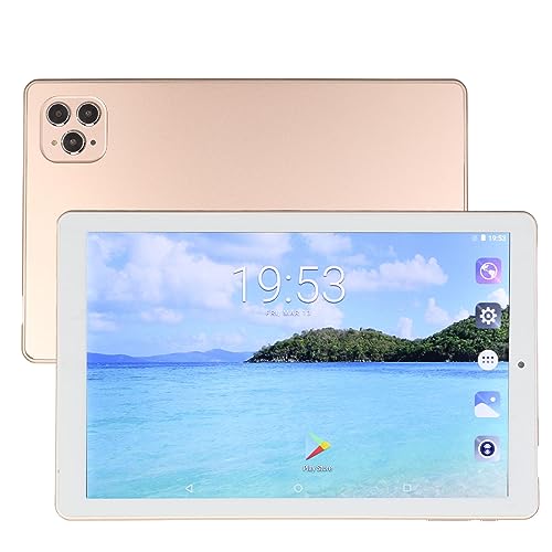 PUSOKEI 10,1-Zoll-Tablet, 4 GB RAM, 64 GB ROM, MT6735 8 Core, 1920 X 1200 HD-Bildschirm, Dual-Kamera, Lange Akkulaufzeit, mit -Kopfhörer, für11.0-Tablet (Gold) von PUSOKEI