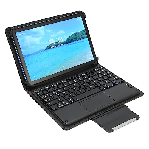 PUSOKEI 10,1 Zoll Tablet 8 GB RAM 256 GB ROM, 2 in 112 Tablet mit Zwei Lautsprechern, 5G WLAN, BT Tastatur, FHD Display, 7000 mAh Akku (EU-Stecker) von PUSOKEI
