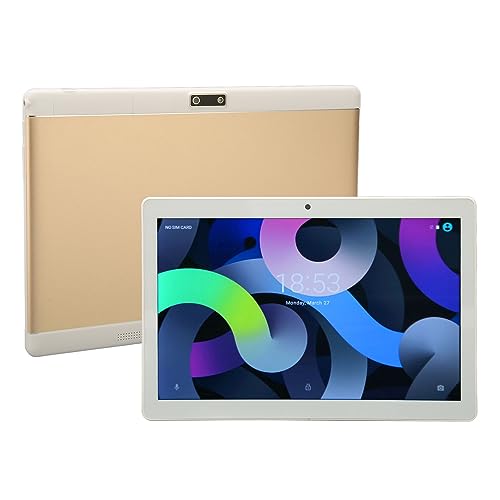 PUSOKEI 10,1 Zoll Tablet mit BT Kopfhörern, Deca Core CPU, Full HD Display, FÜR12.0, Dual SIM GPS 5G WiFi 4G LTE Tablet, Metallgehäuse (Gold) von PUSOKEI