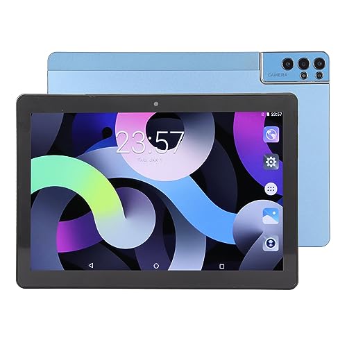 PUSOKEI 10,1 Zoll Tablet mit Bluetooth Kopfhörern, für Android 12, 2,4 G 5 G WLAN, 4 GB 64 GB 1920 X 1200, 8 MP 13 MP Kameras, BT5.0 Gaming Tablet PC, Zwei Lautsprecher (Blau) von PUSOKEI