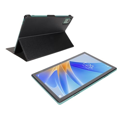 PUSOKEI 10,1 Zoll Tablet mit Schutzhülle für Android 12, 6 GB 128 GB, FHD 4G LTE Tablet PC, 5G WiFi Gaming Tablet, 7000 MAh, Grün (EU-Stecker) von PUSOKEI
