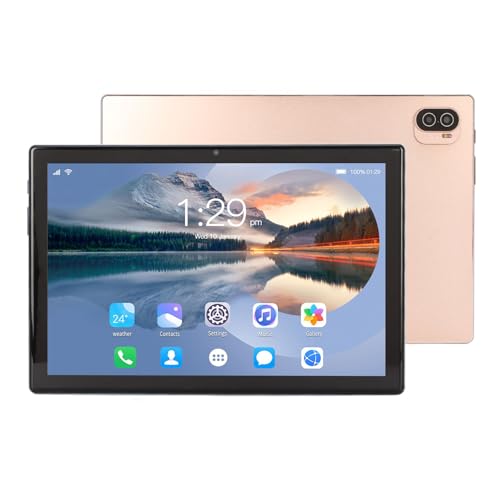 PUSOKEI 10,1 Zoll Tablet12 Tablet, 8 Kern CPU, 8G RAM 128G ROM, 4G LTE Tablet, 7000 mAh Akku, HD Display, Dual Lautsprecher, 8MP+13MP Kamera, 7000 mAh Akku (Gold) von PUSOKEI