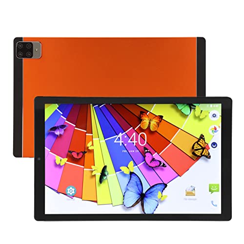 PUSOKEI 10 Zoll Android Tablets, Octa Core Prozessor, 6 GB RAM 256 GB ROM, IPS HD Touchscreen, 5 MP + 8 MP Dual Kamera, 3 Kartensteckplätze, 2,4G/5G WiFi, BT, Augenschutz, 7000mAh Akku(Orange) von PUSOKEI
