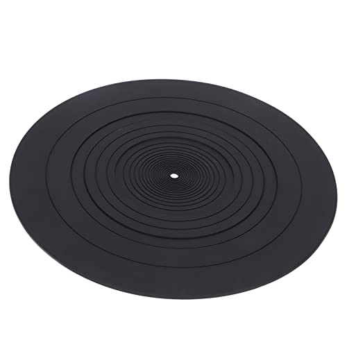 PUSOKEI 12-Zoll-Schallplattenmatte Antistatisch/Vibrationsreduzierung Schallplattenspieler-Pad Gummi GK-R31 DJ-Plattenspieler-Schallplatten-Slipmat für 12-Zoll-Schallplatten (Schwarz) von PUSOKEI