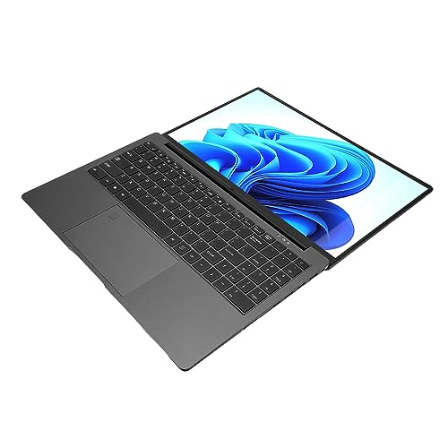 PUSOKEI 15,6 Zoll Laptop für Windows 11, 16 GB RAM, Tragbarer Notebook Computer mit Fingerabdruckleser, WiFi Bluetooth, für Intel Celeron N5095 (16 GB + 128 GB EU-Stecker) von PUSOKEI