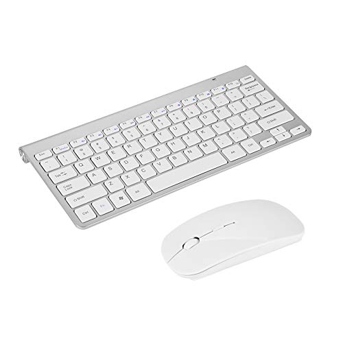PUSOKEI 2,4-GHz-Tastatur + Maus-Kit, wasserdichte Kabellose Tastatur-Maus-Kombination für Laptop, Moderne, Stilvolle Tastatur und Maus für Desktop-PC (Silber) von PUSOKEI