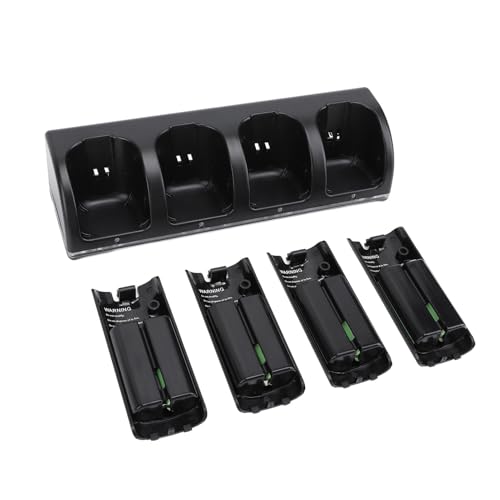 4 in 1 Ladestation für Wii- und Wii U Fernbedienung, Wii Fernbedienungs Ladestation mit 4 Wiederaufladbaren 2800 mAh Batterien und USB Kabel (Fernbedienungen Nicht enthalten) von PUSOKEI