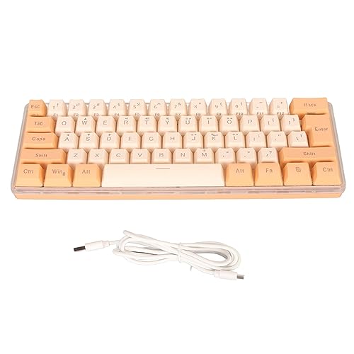 PUSOKEI 60% Gaming Tastatur, RGB Hintergrundbeleuchtung, 61 Tasten, Ultrakompakte Tastatur, Kabelgebundene, Imitierte Mechanische Technik Tastatur für Gamer Schreibkraft (Orange von PUSOKEI