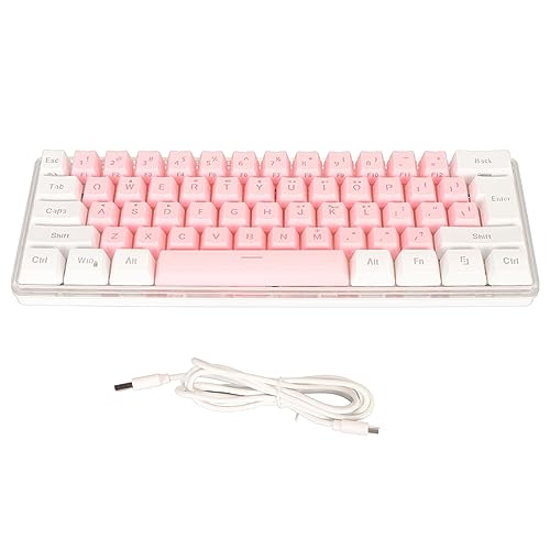 PUSOKEI 60% Gaming Tastatur, RGB Hintergrundbeleuchtung, 61 Tasten, Ultrakompakte Tastatur, Kabelgebundene, Imitierte Mechanische Technik Tastatur für Gamer Schreibkraft (Weiß von PUSOKEI