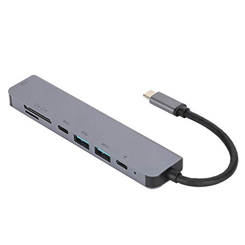 PUSOKEI 7-in-1-Hub mit 87 W Stromversorgung, Typ-C-zu-HDMI + USB + Pd-Multifunktionsadapter mit 2-Port-USB3.0-Erweiterungsport, SD/TF-Kartenleser 1080P-Hochgeschwindigkeits-Ladekonverter von PUSOKEI