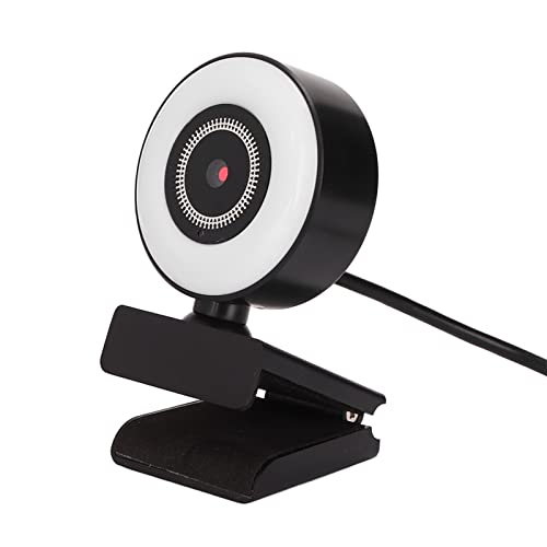 PUSOKEI Computer-Webcam mit Mikrofon und Ringlicht, Flexibel Drehbare USB-Webcam, Full HD 1080p 30 Fps, Plug-and-Play-Computerkamera, für Laptop, PC, Tablet (1080P Festfokus) von PUSOKEI