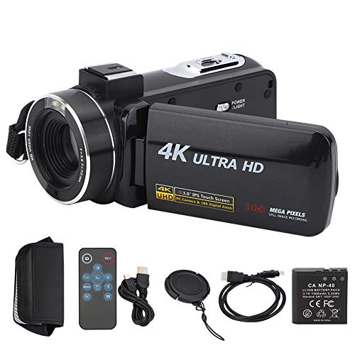 PUSOKEI Digitale Videokamera, 4K Anti-Shake-HD-Videokamera-Camcorder mit 3-Zoll-IPS-Touchscreen, 30,0 MP 18-Fach Zoom-Camcorder mit Akku und Fernbedienung von PUSOKEI