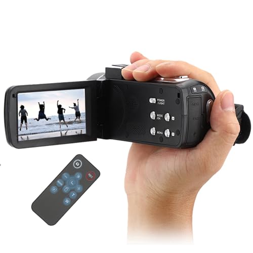 PUSOKEI Digitale Videokamera, 4K Anti-Shake-HD-Videokamera-Camcorder mit 3-Zoll-IPS-Touchscreen, 30,0 MP 18-Fach Zoom-Camcorder mit Akku und Fernbedienung von PUSOKEI