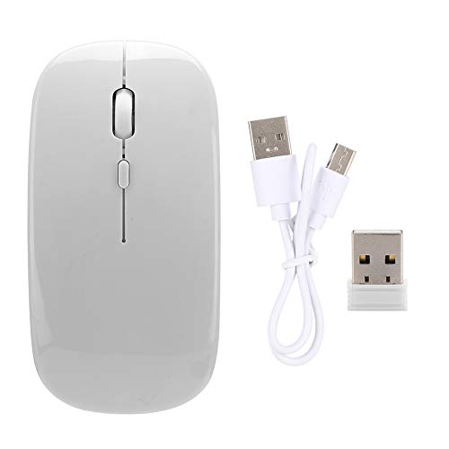 PUSOKEI Drahtlose Maus, Ergonomische Optische Maus, Bluetooth + 2.4G Dual Mode, 800/1200/1600 DPI, Wiederaufladbare Tragbare Mobile Maus, für Windows PC Notebook (Weiss) von PUSOKEI