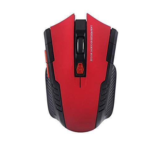 PUSOKEI Drahtlose Optische Gaming-Maus, Tragbare Drahtlose Optische 2,4-GHz-Gaming-Maus-Mäuse, Gaming-Maus-Mäuse mit 6 Tasten, Plug-and-Play(rot) von PUSOKEI