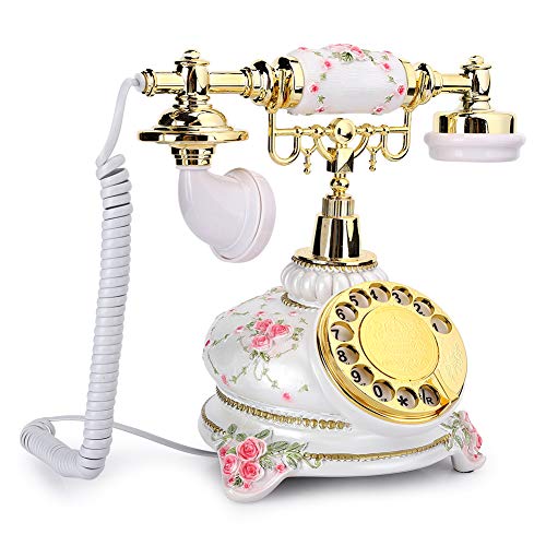 PUSOKEI Drehtelefon, Vintage Mobilteil Festnetztelefon Antikes Telefon Kabelgebundenes Retro Festnetztelefon für zu Hause, kann Wählscheiben erneut wählen und drehen von PUSOKEI