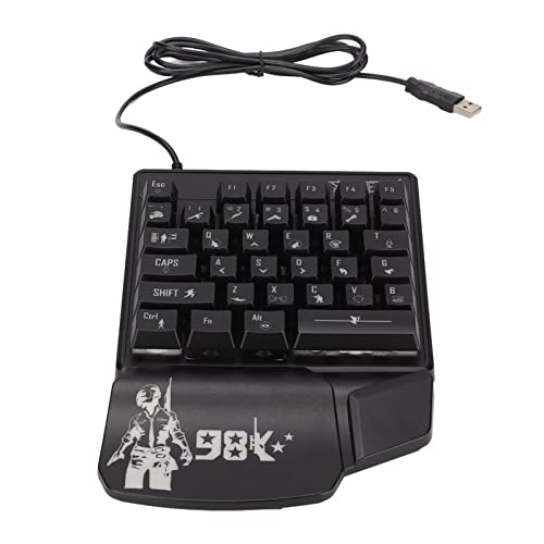 PUSOKEI Einhand-Gaming-Tastatur, LED-Hintergrundbeleuchtung, 35 Tasten, Gaming-Tastatur, Kabelgebundene USB-Tastatur, Ergonomische Mechanische Einhand-Tastatur, mit Handballenauflage, von PUSOKEI