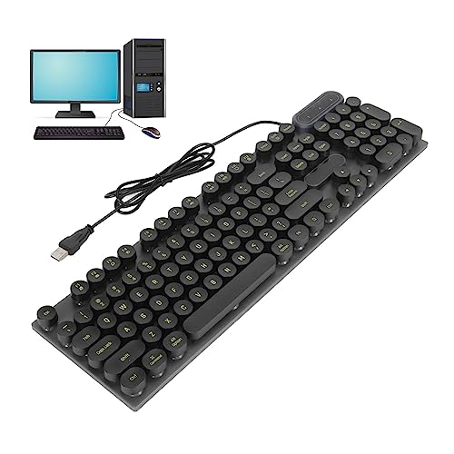 PUSOKEI Ergonomische Gaming Tastatur, 104 Tasten Layout, Farbenfrohe Hintergrundbeleuchtung mit Klappbaren Füßen, Starke Kompatibilität (Punkschwarz) von PUSOKEI