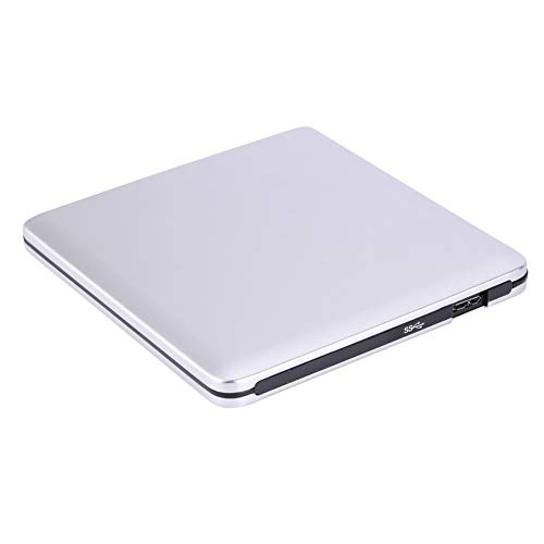 PUSOKEI Externes DVD-Laufwerk für Computer, externes USB 3.0-Laufwerk DVD/CD-RW-Laufwerksbrenner Slim-Treiber für Laptop-Desktop(Silber) von PUSOKEI