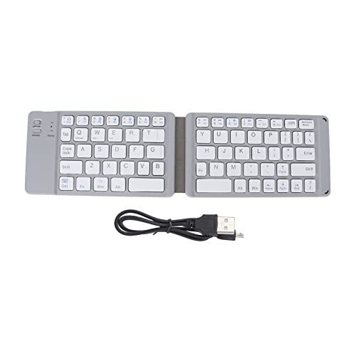 PUSOKEI Faltbare Bluetooth 3.0-Tastatur Silent Ultra Slim Wireless Folding Wiederaufladbare Tastatur Kompakte Größe, für IOS, Android, Win, für Smartphone Tablet Laptop(grau) von PUSOKEI
