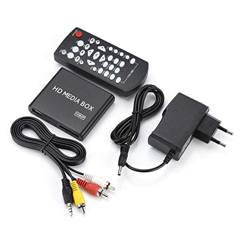 PUSOKEI Full HD Media Player, 1080P Vedio Media Player Box, mit Nachtlicht-Infrarot-Fernbedienung, 110-240 V.(schwarzer EU-Stecker) von PUSOKEI