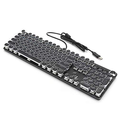 PUSOKEI Galvanisierte Tastatur Im Retro-Stil, Kabelgebundene USB-Spieletastatur, Mechanische Tastatur mit 104 Tasten und Lichteffekt, für Spieler, Desktop, Computer, PC von PUSOKEI