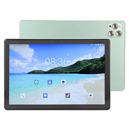 PUSOKEI Grünes 10,1 Zoll FHD Tablet, 8 GB RAM, 256 GB ROM, Octa Core CPU, Dual Kamera, 5G WLAN, 4G LTE Tablet mit BT Tastatur, 100 240 V (EU-Stecker) von PUSOKEI