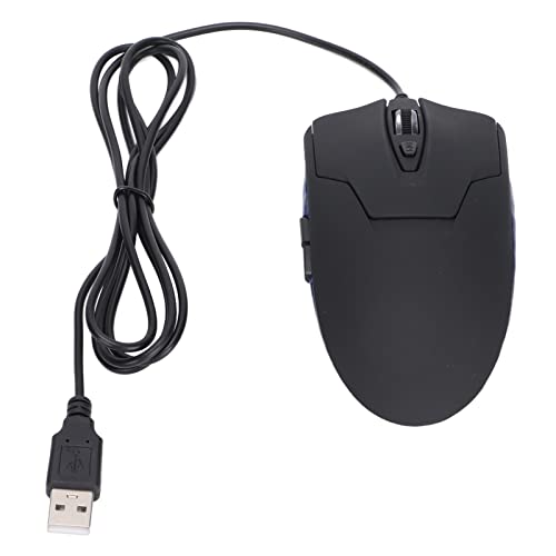 PUSOKEI Kabelgebundene Gaming-Maus, Einstellbare Ergonomische Gaming-Mäuse mit 800-2400 DPI, Optische PC-Laptop-Gamer-Maus Blaues LED-Licht, für Windows und für OS X von PUSOKEI