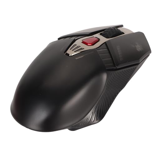 PUSOKEI Kabellose Gaming Maus mit 4 Einstellbaren DPI, Wiederaufladbare Ergonomische Computermäuse mit RGB Hintergrundbeleuchtung, Vollständig Programmierbar, Ergonomisch (Black) von PUSOKEI