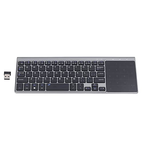 PUSOKEI Kabellose Tastatur, 2,4 G Ergonomische, Schlanke Tastatur mit Touchpad, Tragbare 59 Tasten PC Tastatur mit Ziffernblock, Externe Tastatur für PC Laptop TV von PUSOKEI