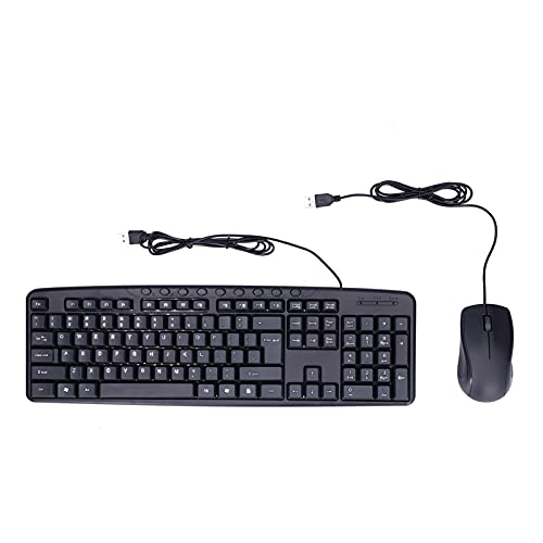 PUSOKEI Kombinierte Tastatur und Maus mit Kabel, Ergonomische Kombination aus USB-Tastatur und -Maus, Ultradünne Computertastatur-Maus, Kompatibel mit Desktops, Laptops, PC Windows von PUSOKEI