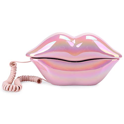 PUSOKEI Lips Festnetztelefon, lustiges schnurgebundenes Telehone Galvanisieren Pink Lip Plastiktelefon, modisches Lippenform-Telefon mit Nummernspeicherfunktion für das Home Office von PUSOKEI