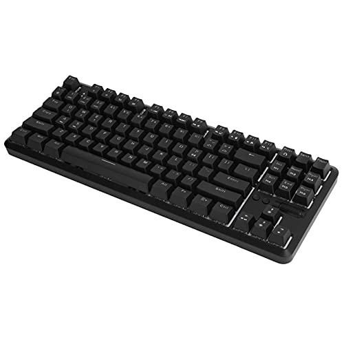 PUSOKEI Mechanische Beleuchtete Tastatur, Kabelgebundene Dual-Mode-Tastatur, Mechanischer Schlüsselschaft, 87 Tasten, 18 Arten von RGB-Lichteffekten, für Gaming-PC (Schwarz) von PUSOKEI