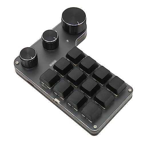 PUSOKEI Mechanische Tastatur mit 12 Tasten und 3 Knöpfen, Roter Schalter, Wasserdicht, Staubdicht, Lautstärkeregler, Multifunktionale Tastatur für (Kabelgebundenes USB) von PUSOKEI