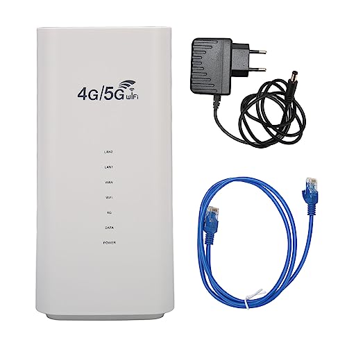 PUSOKEI Mobiler 4G LTE WLAN Hotspot mit SIM Karte, 4 Antennen für Bis zu 32 Benutzer, Kabelloser WLAN CPE Router, Mobiles und Kabelgebundenes Dual Backup, für Reisen (EU-Stecker 100–240 V) von PUSOKEI