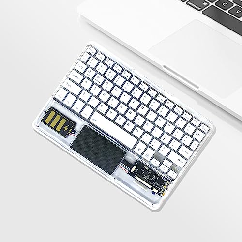 PUSOKEI Multi-Device-BT5.2-Tastatur für Tablet-Telefon-Laptop, Kabellose Wiederaufladbare Beleuchtete Tastatur, Universelle Externe Acryltastatur für Android, für Windows, für IOS (Weiss) von PUSOKEI