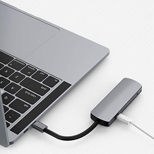 PUSOKEI Multifunktionale 6-in-1-HD-Dockingstation, Typ C zu -Adapter, USB C-Hub, mit 3 USB3.0-Anschlüssen, Anschluss, PD-Anschluss, 3,5-mm-Audioanschluss für -Laptops von PUSOKEI