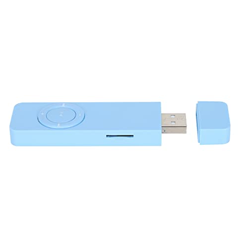 PUSOKEI Musik-Player, MP3-USB-Stick mit 3,5-mm-/1,4-Zoll-Ohrhörern, MP3-Player mit Lanyard, Erweiterbar auf Bis zu 32 GB(Blau) von PUSOKEI