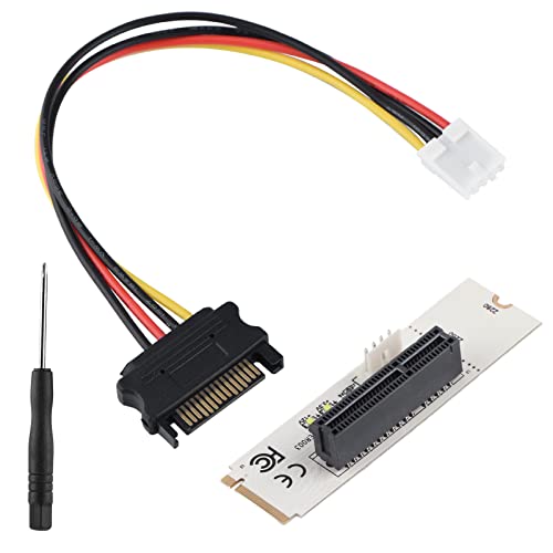 PUSOKEI NGFF M.2 Key M auf PCI-E Adapterkarte, NGFF M.2 Key M auf PCI-E Express 4X Riser Card Adapter, mit LED-Spannungsanzeige, für Windows, Linux, für Miner Mining (Whiteboard mit SATA-Kabel) von PUSOKEI