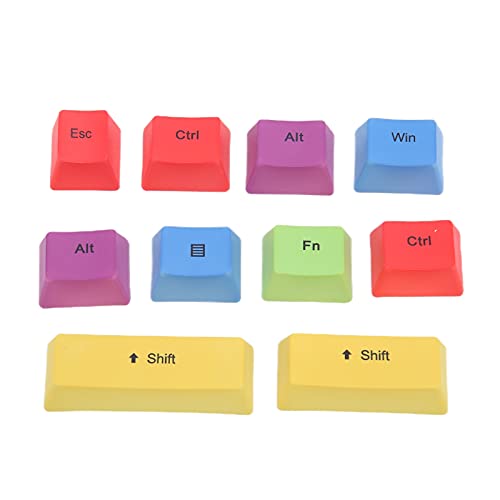 PUSOKEI PBT Custom Keycaps Set 10Pcs Repalcement Bunte Keyboard Keycaps DIY Gaming Mechanische Tastatur Keycaps Farbe Orange Magenta Gelb Blau Lila Grün von PUSOKEI