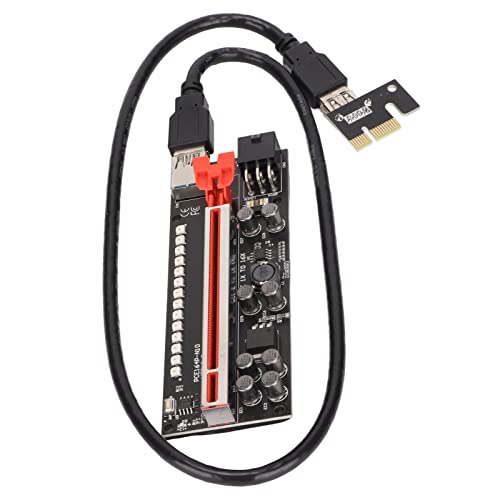 PUSOKEI PCI-E Riser 1X zu 16X GPU Riser Adapterkarte 6PIN + 4PIN 8 Excicon Kondensatoren, USB 3.0 PCIE Riser Splitter, für Grafikkarte Ethereum Bitcoin Mining Equipment von PUSOKEI