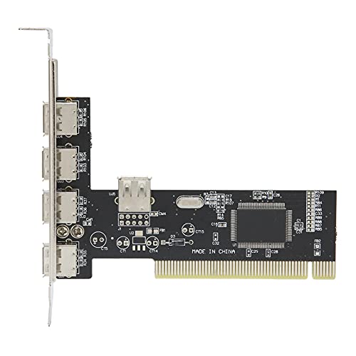 PUSOKEI PCI-Erweiterungskarte, 4-Port-USB2.0-Hub-Adapter, 480 MBit/S 4 X PCI-zu-USB 2.0-Adapterkonverter, Geeignet für Tastaturen, Mäuse, Drucker, Kameras von PUSOKEI