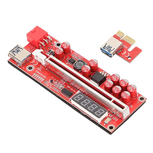 PUSOKEI PCIE 1X Bis 16X Riser-Karte mit 10 Kondensatoren Temperaturkontrollanzeige USB 3.0-Kabel PCIE-Verlängerungskabel GPU-Riser, für Ethereum/GPU-Mining-Ausrüstung von PUSOKEI