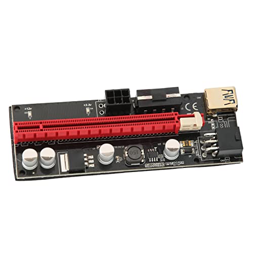 PUSOKEI PCIE Riser 1X zu 16X Grafikerweiterung PCI Express Powered Adapter Card, 4pin + 6pin GPU Mining Grafikkarte, 60cm USB 3.0 Kabel, für Win, Linux, OS X von PUSOKEI