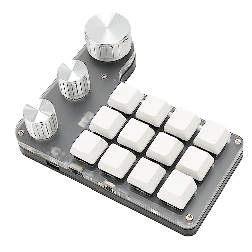 PUSOKEI Programmier Bare Tastatur 12 Tasten 3 Knöpfe Blauer Schalter -Tastatur mit Speicher Funktion, für Funktionierende Gaming-Steuerung, Einhand Programmier Bare Mechanische Tastatur von PUSOKEI