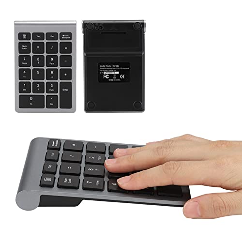 PUSOKEI RF304 USB Ziffernblock Numpad, Tragbare Schlanke Nummernblock Tastatur für Laptop, Finanzbuchhaltungstastatur mit Empfänger (Eisengrau) von PUSOKEI