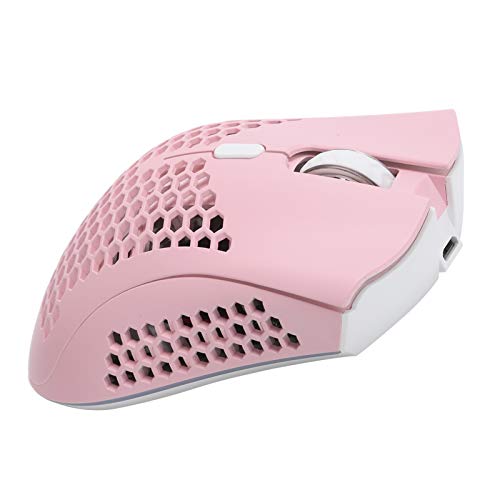 PUSOKEI RGB-Maus - Wireless Gaming Mouse Wiederaufladbar, 7-Tasten-Maus mit 5 Beleuchtungsmodi, 32,8 Fuß Energiesparende Maus 800-1200-1600 DPI-Maus, Laufwerksfreies Plug-and-Play (Rosa) von PUSOKEI