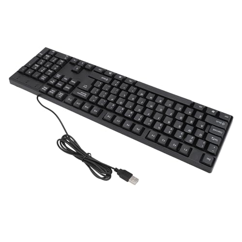 PUSOKEI Russische Tastatur 104 Tasten, Computertastatur Verkabelt, Ergonomisches Design, Praktischer Anschluss, Plug-and-Play, Langlebiges Material, ABS, 1,5 M Kabel, für (Englisch) von PUSOKEI