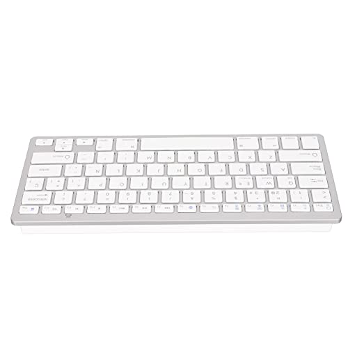PUSOKEI Slim Wireless Keyboard Kompakte Größe Ergonomische Ultradünne Bluetooth-Tastatur Weiß, für Computer, Desktop, PC, Laptop, für Reisen, Geschäftsreisen, Bibliotheken, Cafés(Spanisch) von PUSOKEI