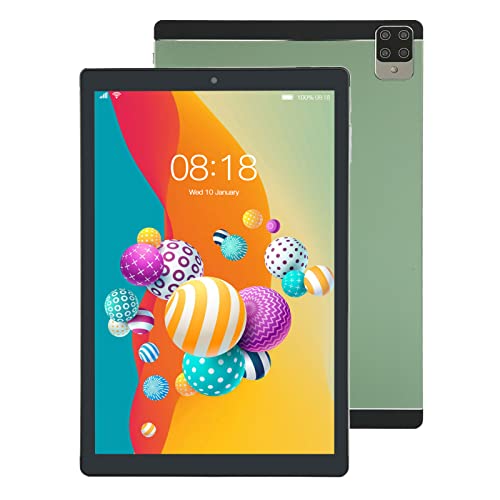 PUSOKEI Tablet 10,1 Zoll, für Android 12 Tablet, HD-Touchscreen-Tablets CPU MT6592 RAM 6 GB 128 GB, Dual-Kamera Vorne 200 W Hinten 500 W 8800 MAh Anruftablett 5 G WiFi Bluetooth, Grün(EU-Stecker) von PUSOKEI